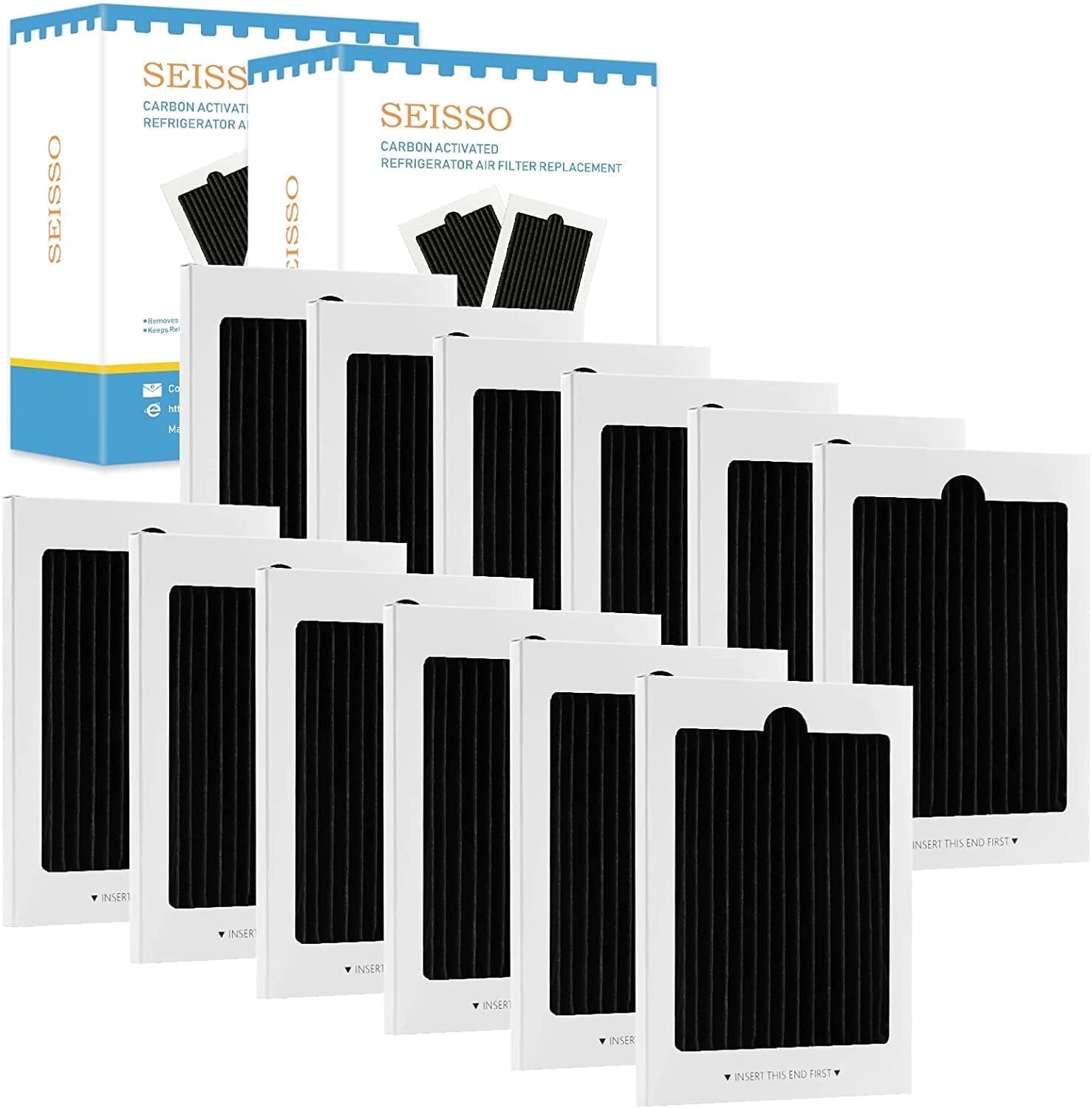 DEWEL Refrigerator Air Filter Replacement for Frigidaire & Electrolux,12 Packs Refrigerator Filter Activated Carbon Filter Reduce Odors for EAFCBF, PAULTRA, RAF1150 242061001,242047801, 242047804