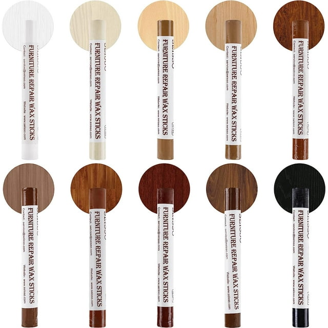 SEISSO Wood Filler Sticks, 10 Colors Wooden Furniture Repair Touch Up