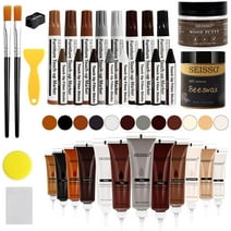 SEISSO Wood Furniture Repair Kit -12 Colors Wood Fillers, Wood Putty with Beeswax, Furniture Touch up Markers with Wood Crayons, Hardwood Floor Repair Kit for Stains, Scratch, Cracks, Hole