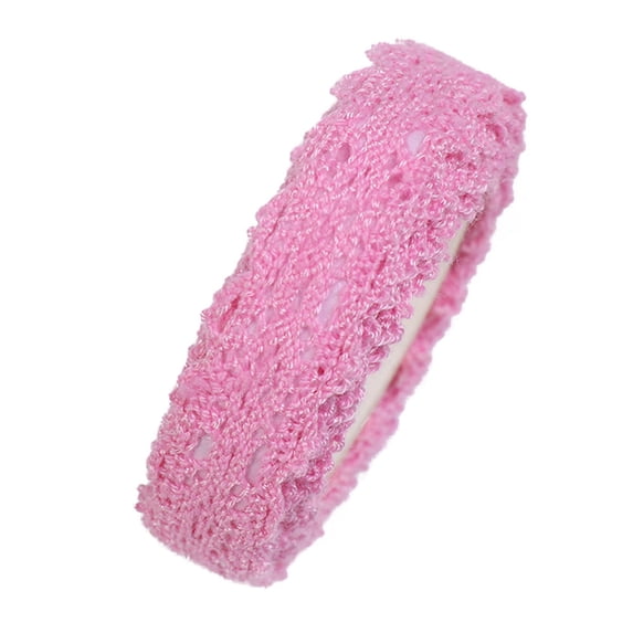 SEIWEI 1 Roll Lace Tape, Self-Adhesive Fabric Cotton Lace Trim with Floral Pattern for DIY Crafts, Scrapbooking, Home Decor (Pink)