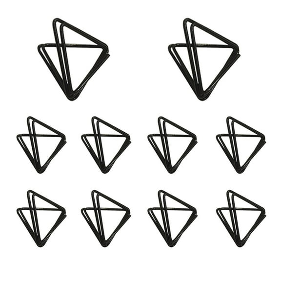 SEIWEI 10PCS Triangle Metal Photo Card Holder Clip Metal Menu Memo Sign Clip Holder (Black)