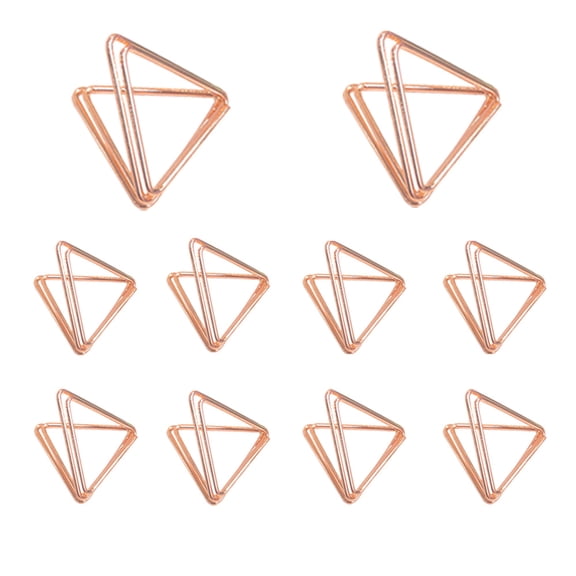 SEIWEI 10PCS Triangle Metal Photo Card Holder Clip Metal Menu Memo Sign Clip Holder (Rose Gold)