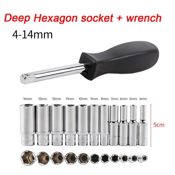 SEIWEI 11PCS Socket Wrench Set Size 25mm / 50mm Deep Socket or Deep Socket Hand Tools Silver