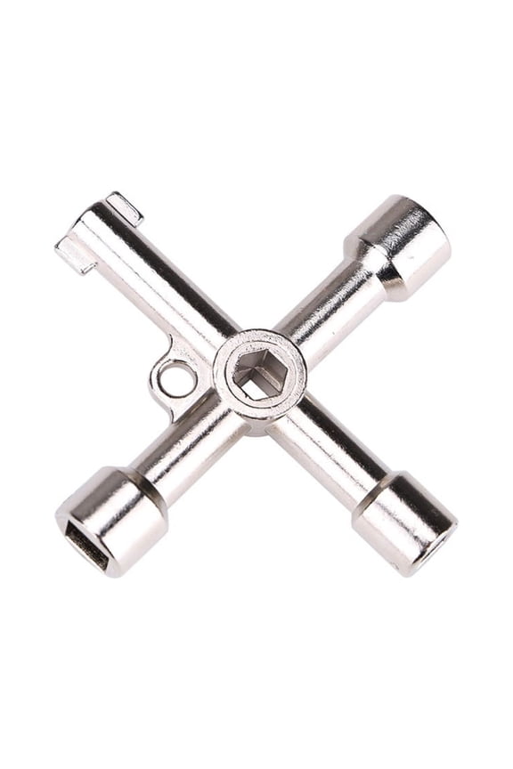 4-in-1 Multifunctional Wrench Key Silcock Key Wrench Zinc Alloy Plumbing Key Tool Faucet Key Wrench (Hexagonal and Quadrilateral Holes)