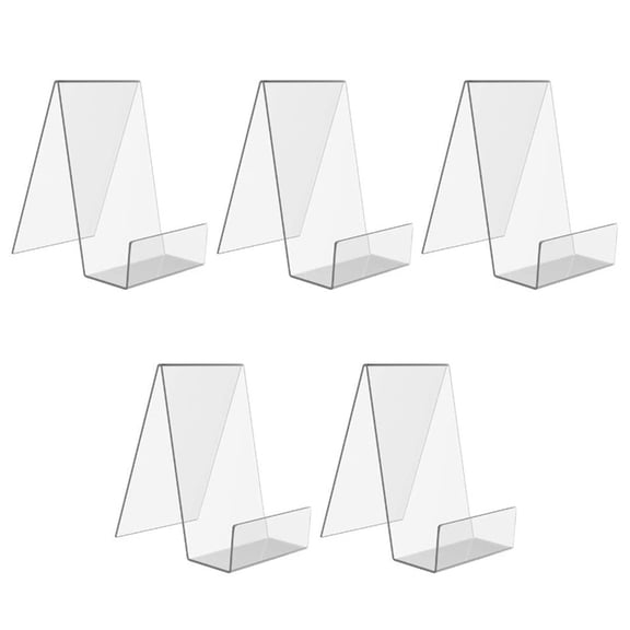 SEIWEI 5PCS Acrylic Book Display Stand Holder Brochure Clear Holder Table Stand Holder for Sign Flyer Paper Menu
