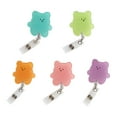 thumbnail image 1 of SEIWEI 5PCS Cute Bears Acrylic Retractable Badge Reel Holder Multicolored Cute Ring Buckle Kit (5 Mix Colors), 1 of 8