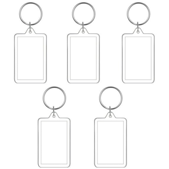 SEIWEI 5PCS Plastic Blank Photo Frame Keychain Pendant Personalized Blank Picture Display Decoration (Small)