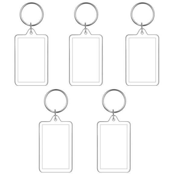 SEIWEI 5PCS Plastic Blank Photo Frame Keychain Pendant Personalized Blank Picture Display Decoration (Small)
