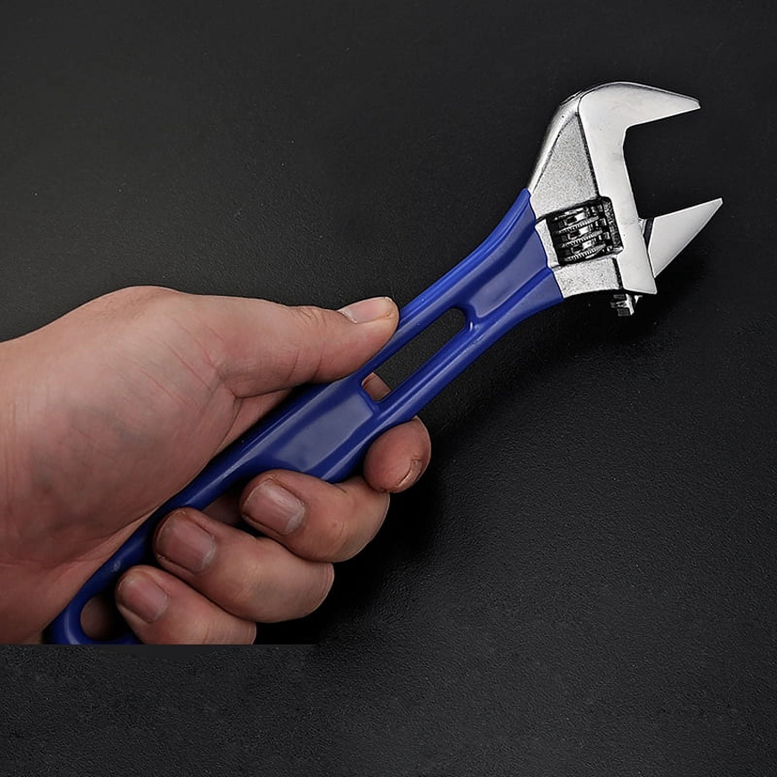 SEIWEI Adjustable Wrench 12" (300mm) Jaw Width 44mm Chrome Vanadium Steel Spanner for Plumbing Automotive Maintenance Repair Blue