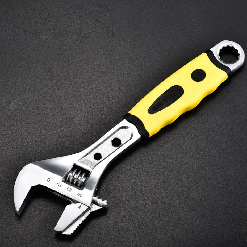 SEIWEI Adjustable Wrench with Detachable Head Design and 2 Hex Socket 10" Home Hand Tool Yellow