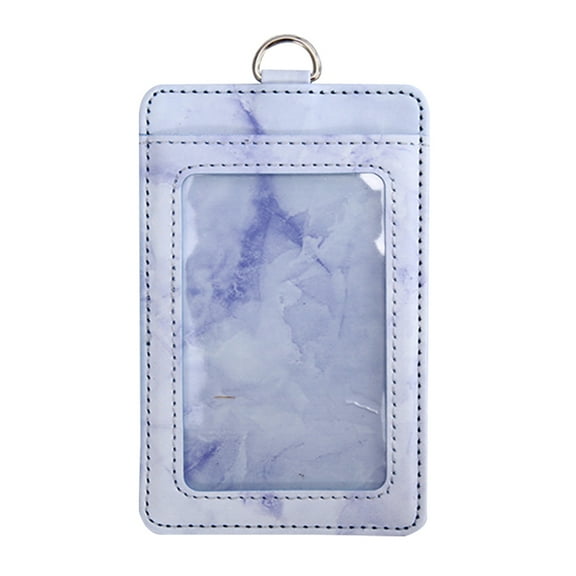 SEIWEI Card Holder ID Badge Holder with Natural Marble Pattern Card Pouch for Women and Men (Purple)