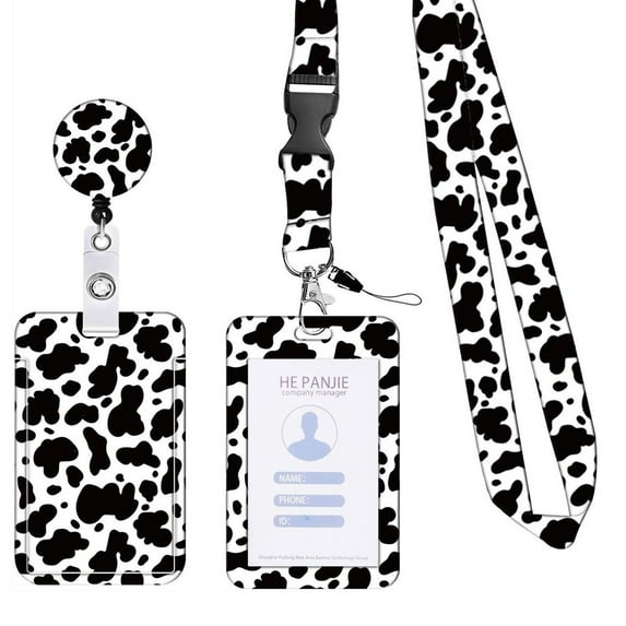 SEIWEI ID Card Cute Holder with Retractable Lanyard for ID Cards Name Tags Students Teachers (Model 2)