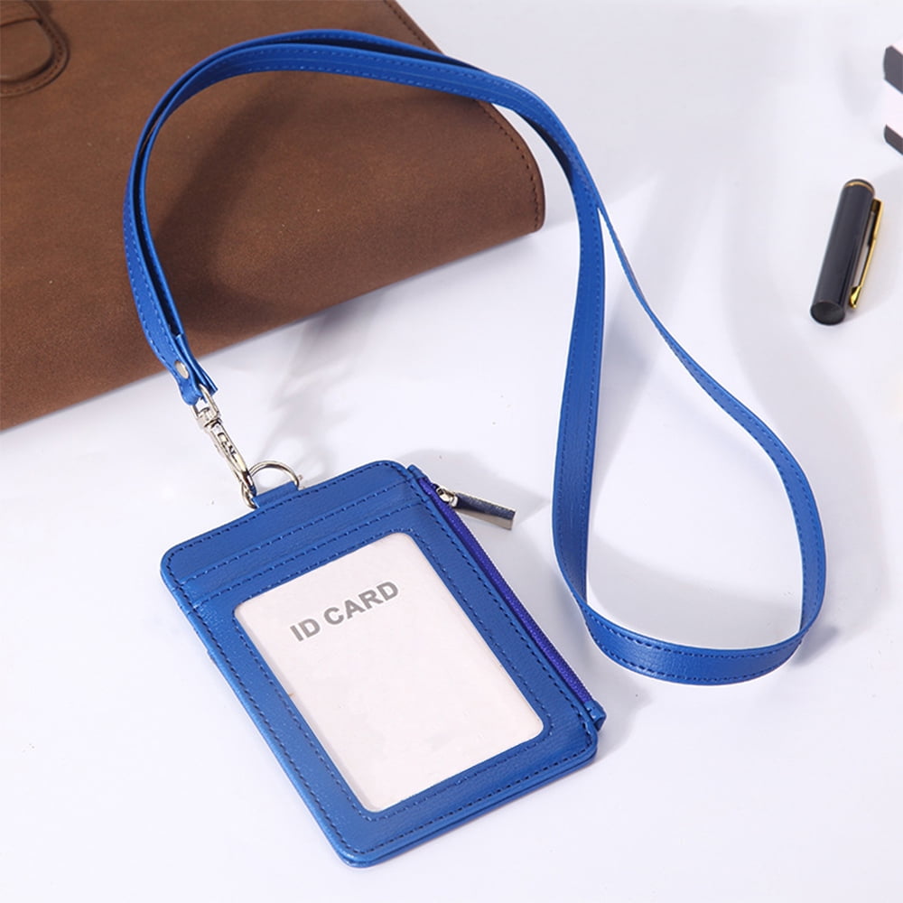 SEIWEI Leather Credit Card Holder Zippered Badge Holder for Storing ID ...