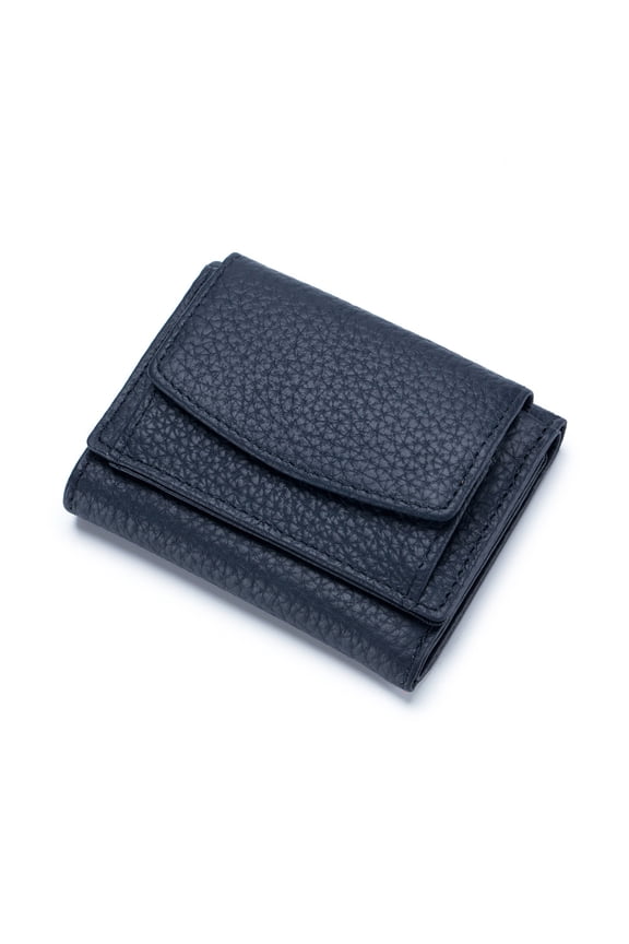 RFID Wallet Coin Pocket Wallet Coin Tray Purse Leather Wallet with Money Holder Card Slots for Man and Womens (Blue)