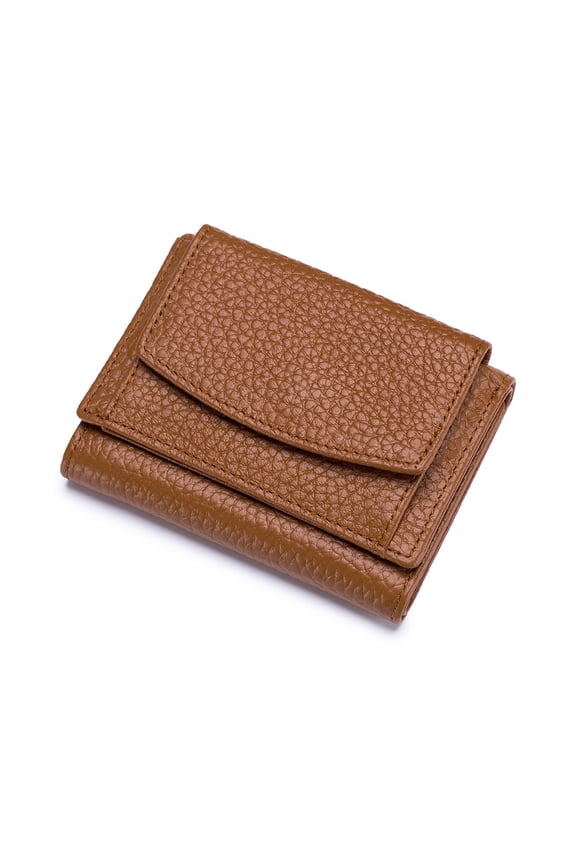 RFID Wallet Coin Pocket Wallet Coin Tray Purse Leather Wallet with Money Holder Card Slots for Man and Womens (Khaki)