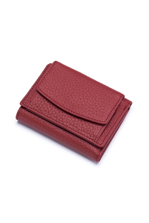 RFID Wallet Coin Pocket Wallet Coin Tray Purse Leather Wallet with Money Holder Card Slots for Man and Womens (Wine Red)