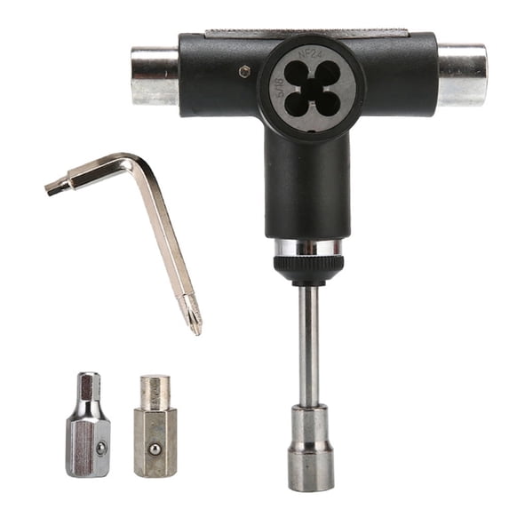 SEIWEI Skateboarding Tool with L-Shape Phillips Head Slide-Out Screwdriver and Allen Key (Black)