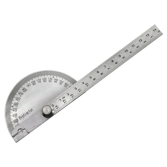 SEIWEI Stainless Steels 0-180 Degrees Protractor with Ruler Durable Metal Ruler Angle Finder Tool for Carpenters Architects Painters (Solid)