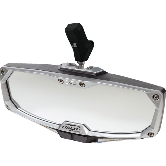 SEIZMIK 56-18032KIT Mirror - Halo R - Rear View w/LED Cabin Light - Rectangle - Black w/Silver Bezel - Each - CF Moto