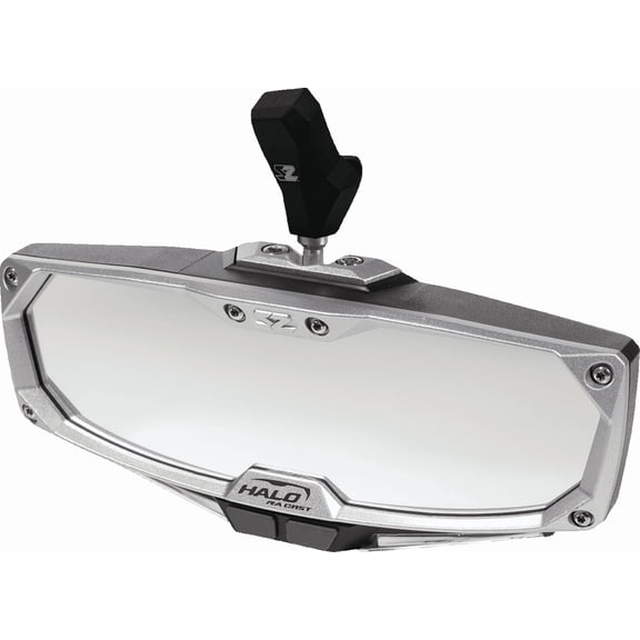 SEIZMIK 56-18032KIT Mirror - Halo R - Rear View w/LED Cabin Light - Rectangle - Black w/Silver Bezel - Each - CF Moto