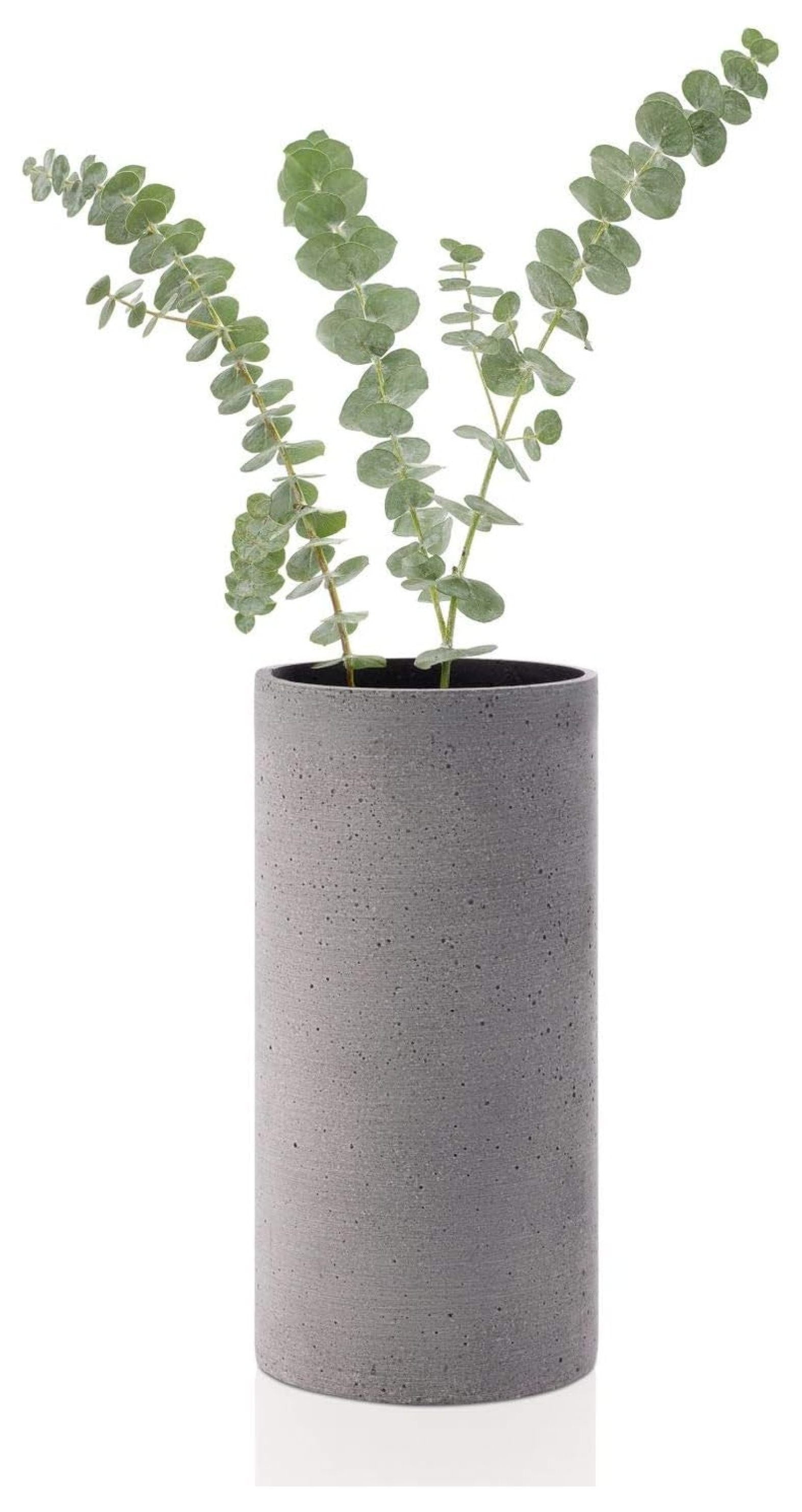 Modern Polystone Round Table Vase in Dark Gray - 9.45" H