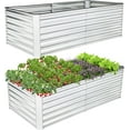 thumbnail image 1 of SEJOV 8x4x2FT Galvanized Raised Garden Bed Kit, Rectangular Raised Garden Planter Boxes, Metal Raised Flower Beds Outdoor with 478 Gallons Capacity, for Flowers Herbs Vegetable, Silver, 1 of 18