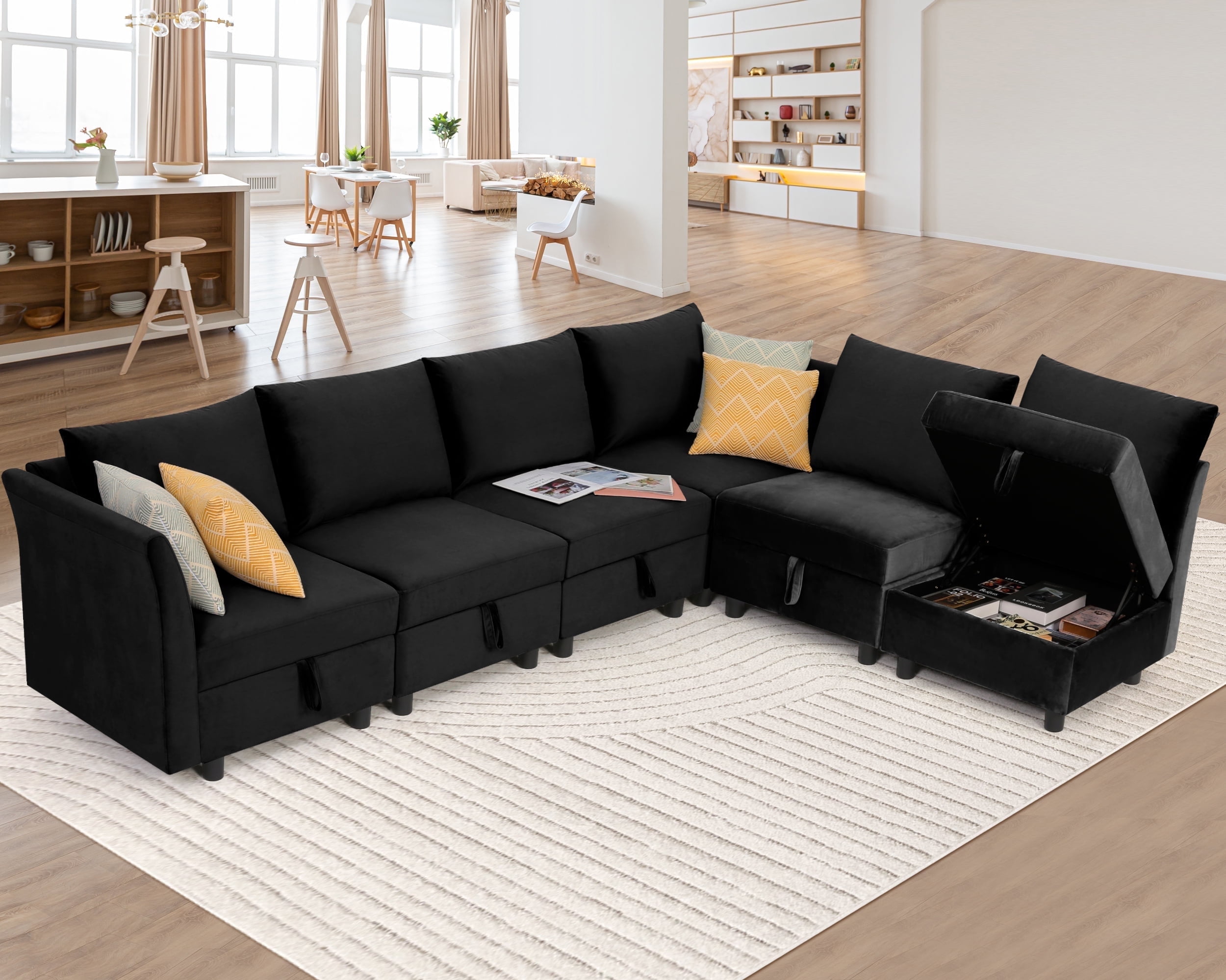 SEJOV Modular Sofa And Couch, Modular Sectional Sleeper Couch With ...