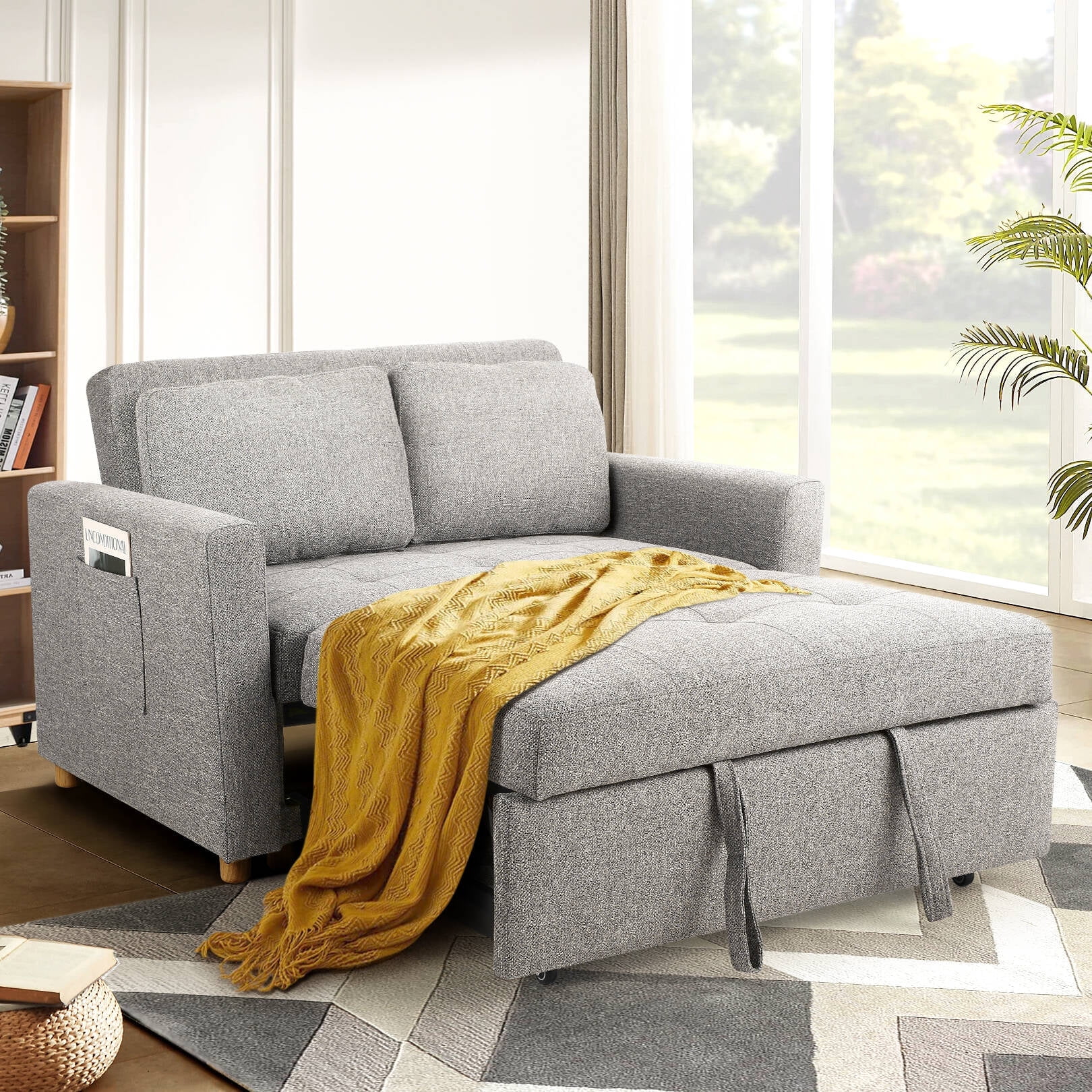 SEJOV Pull Out Sofa Bed 2 Seater Loveseats, Convertible Linen Sleeper
