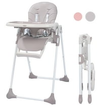 SEJOY High Chairs for Babies & Toddlers, Portable Folding Highchair with Adjustable Height, Removable Tray, Detachable Cushion, for Home Travel, Gray