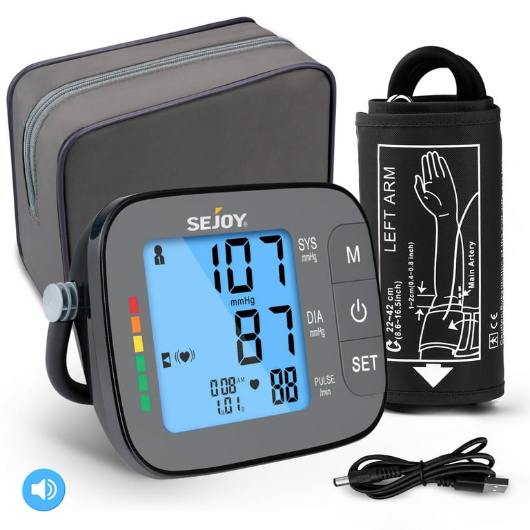Blood Pressure Monitor - Clinically Accurate & Fast Reading, 60 Reading  Memory Automatic Upper Arm Digital BP Monitor with Large Display & Buttons,  Wide Range Cuff, One Touch Operation for Home Use (