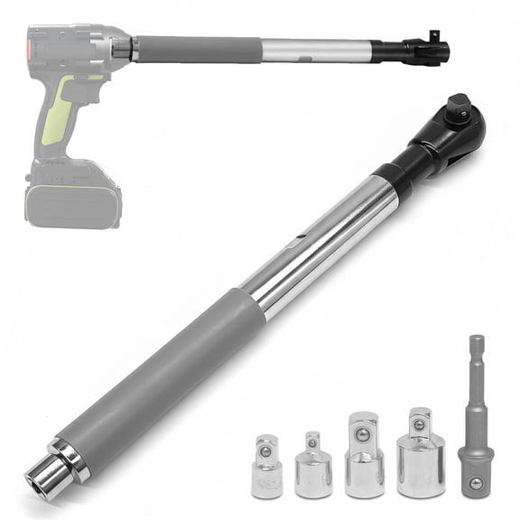 SEKAM 16.9" Offset Extension Wrench Set with 4 Drive Adapters, CR-V Steel, 150 Nm Torque