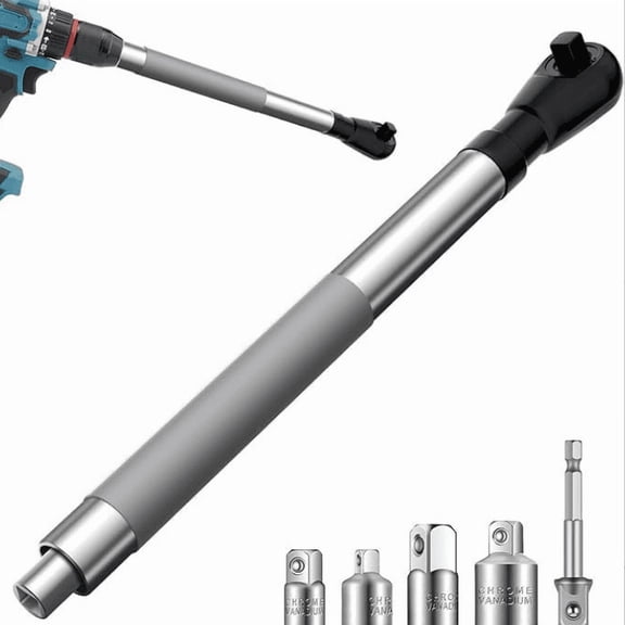 SEKAM 16.9" Offset Extension Wrench Set with 4 Drive Adapters, CR-V Steel, 150 Nm Torque