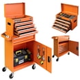 thumbnail image 1 of SEKAM 2-in-1 Rolling Tool Chest Cabinet, 5-Drawer Tool Box Combo With Wheels, Locking Door, Side Tray and Hooks, Orange, 1 of 7
