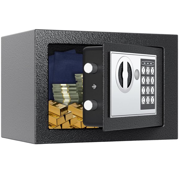 SEKAM Digital Security Safe Box with Smart LED Sensor Light and Dual Keypad Access, Black Steel