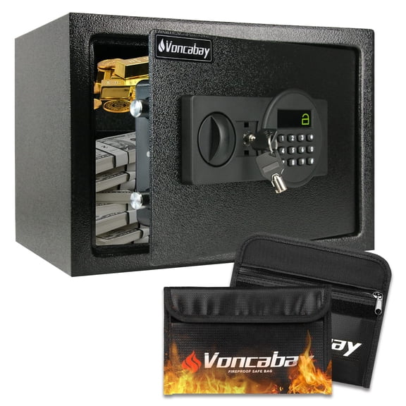 SEKAM Money Safe Box for Home with Digital Keypad and 2 Fireproof Bags Black 0.8 Cu Ft
