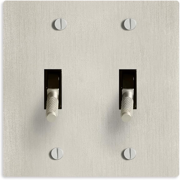 SELECT 15A 120V AC 2-Gang Toggle Switch, Vintage Satin Nickel Plated Single Pole 3 Way Compatible Wall Mount Toggle Switch, Included Faceplate & Switch Module, UL Listed