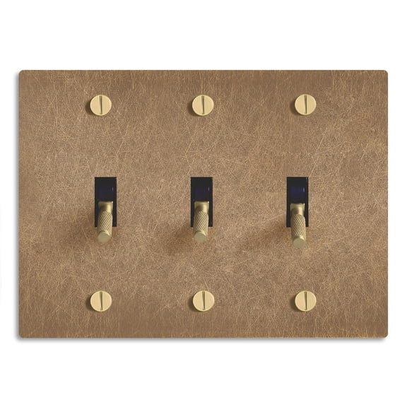 SELECT 3-Gang Solid Brass Toggle Switch, Vintage Brass Finish, 15A 120V AC Wall Mount, Vintage Style Single Pole & 3-Way Compatible, with Faceplate & Switch Module, UL Listed