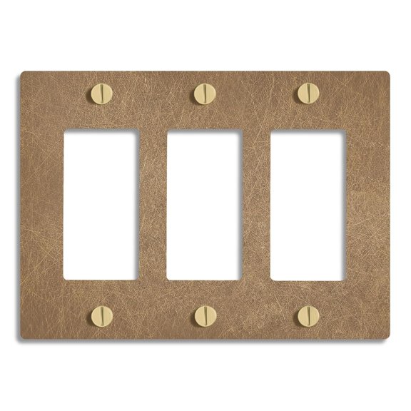 SELECT 3-Gang Solid Brass Wall Plate Cover, Vintage Brass Finish, Electrical Receptacle Outlet Faceplate, GFI/Rocker Decorator Light Switch Cover