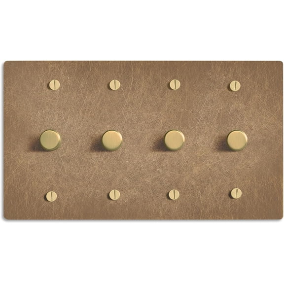 SELECT Vintage Brass Dimmer Light Switch, 1 Way Rotary Dimmer, 4 Gang TRIAC/Leading Edge Dimmable LED Light Switch, 15A 120V AC with Brass Knob, Faceplate & Dimming Module, UL Listed