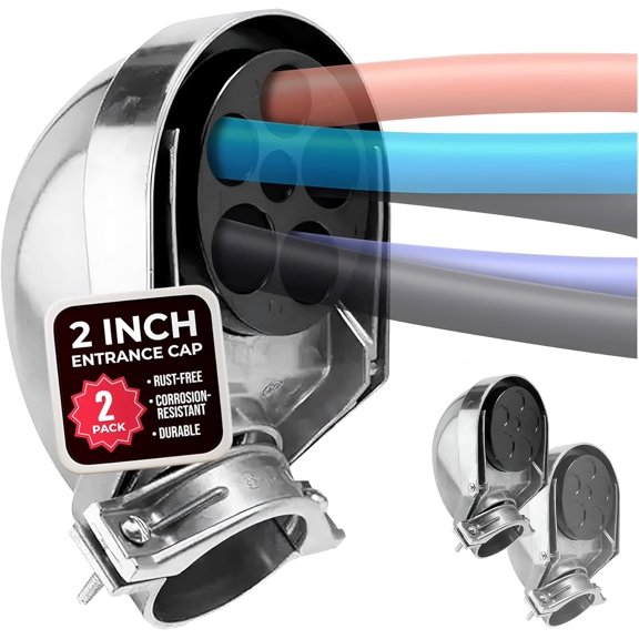 SELECT Lighting 2 Inch Service Entrance Cap, Weather-Resistant Die Cast Aluminum Entrance Heads with Bar Type Clamp, Rigid Conduit for Pulling Service Drop Conductors, 2-Pack