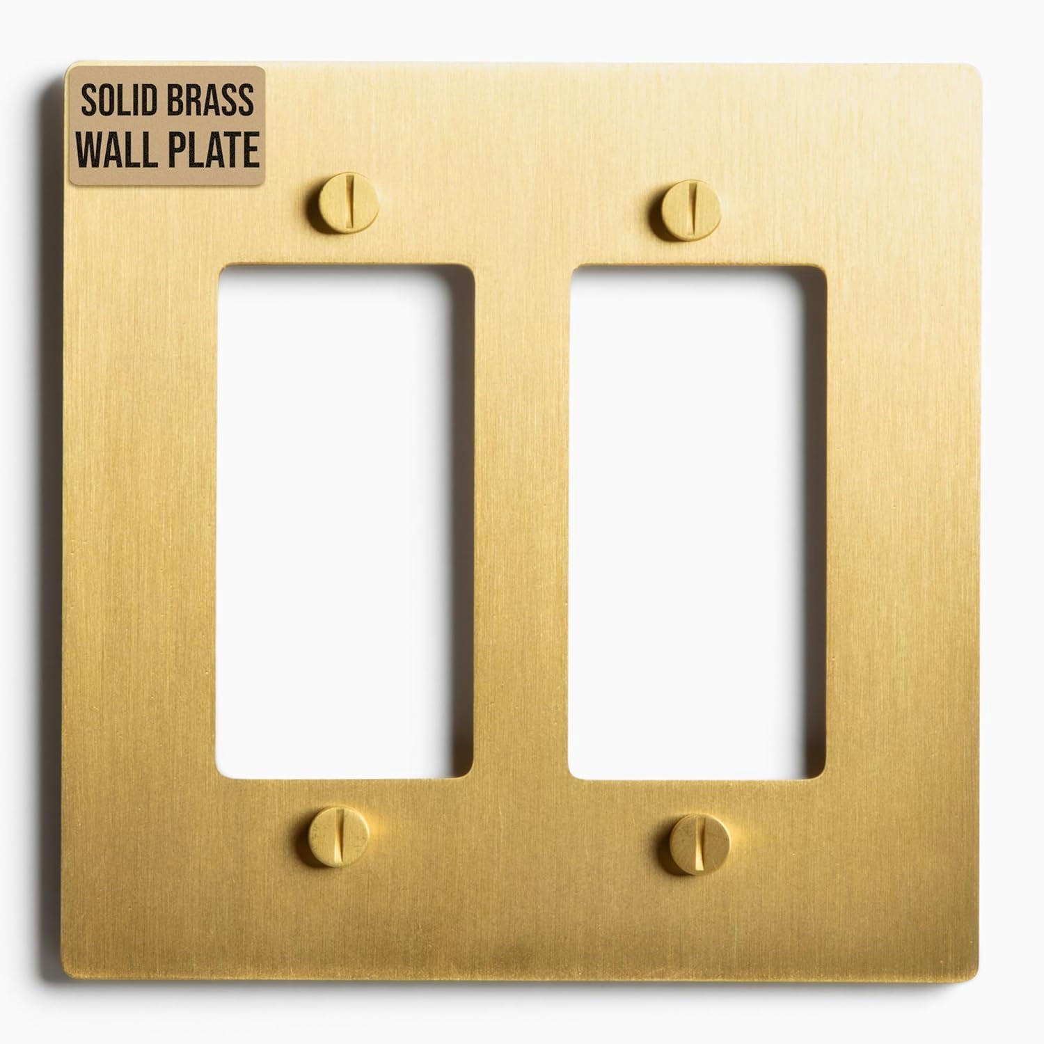 Select 2-Gang Satin Brass Wall Plate, Electrical Receptacle Wall Outlet Faceplate, GFI/Rocker Decorator Light Switch Cover