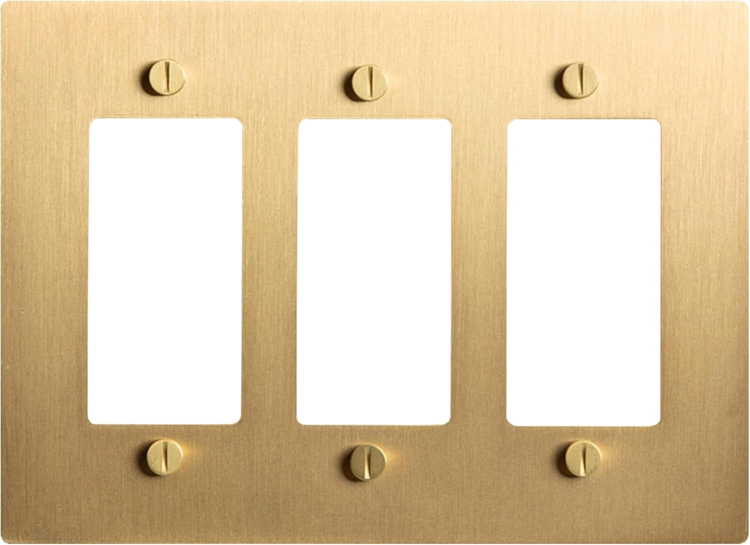 Select 3-Gang Satin Brass Wall Plate, Electrical Receptacle Wall Outlet Faceplate, GFI/Rocker Decorator Light Switch Cover