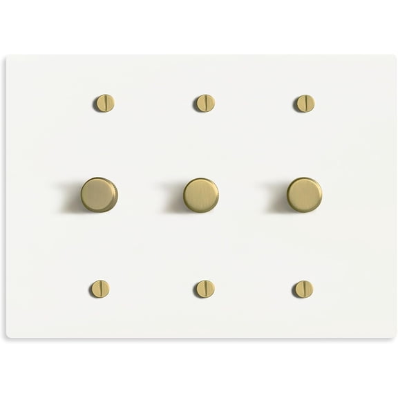 SELECT White Brass Dimmer Light Switch, 1 Way Rotary Dimmer, 3 Gang TRIAC/Leading Edge Dimmable LED Light Switch, 15A 120V AC with Brass Knob, Faceplate & Dimming Module, UL Listed