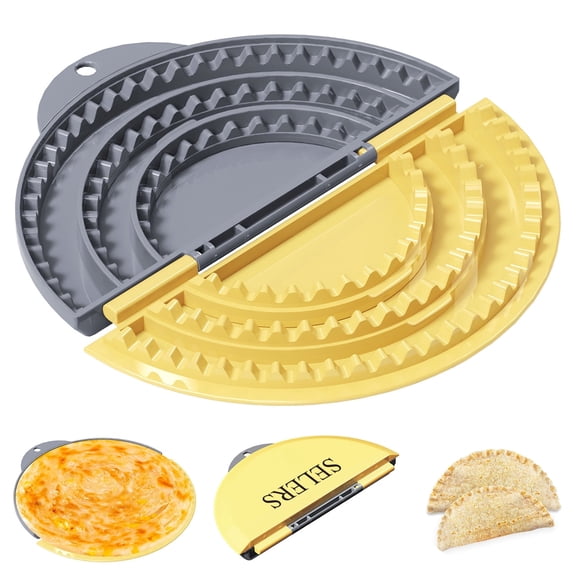 SELERS Tortilla Sealer,tortilla crimper wrap makerAdjustable 6"-8''-10" Crust,ForBurritos,Pasties,Dumplings,Sandwich,Grey Yellow