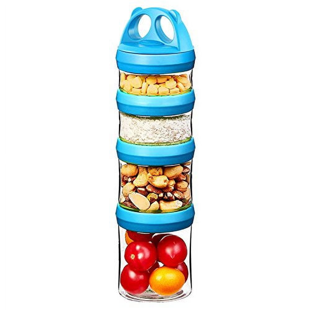 Baby Products Online - Snack storage container with twist lock Bjliio 4  parts, portable and stackable travel container without absorption for nuts  and fruits Protein powder formula, durable snack containers - Kideno