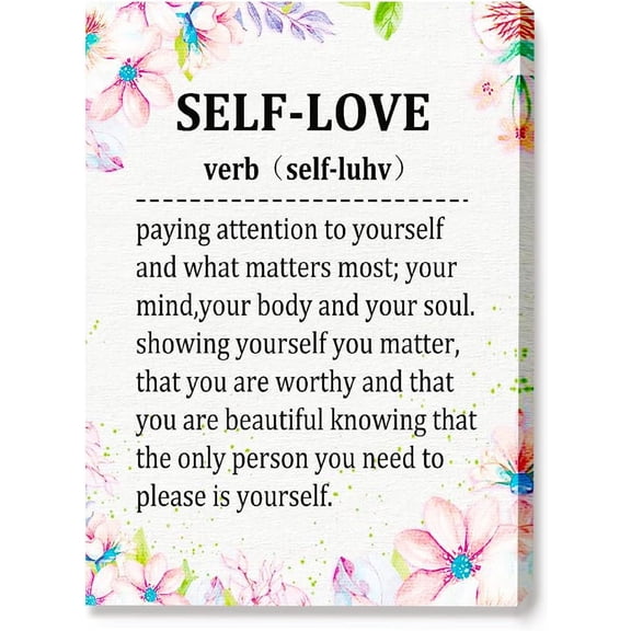 SELF-LOVE Definition Canvas Wall Art Inspirational Canvas Artwork Picture Poster Decor for Home Bedroom Girl Room Office,12 x 15 Inch