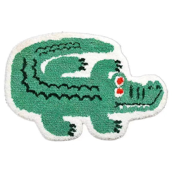 SELGRCE HY Green Crocodile Non-Slip Water Absorption Bathmat Area Rug for Bedroom Small Carpet for Kid's Room (20''x30'')