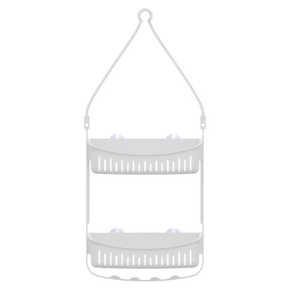 SELIBRE Hanging Shower Caddy Two-Tier with Deep Basket, Heavy Duty Plastic, Multi-Purpose for Bathroom