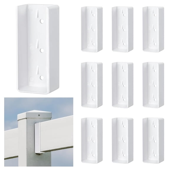 SELIVO 10 Pcs Vinyl Fence Brackets White 1.5'' X 5.5'' Vinyl Fence Rail Mount Brackets U Mount Bracket Kit for Railings Fences Walls Heavy Duty Vinyl Fence Brackets
