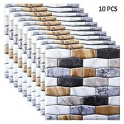 SELIVO 10-Sheet Premium Stick On Kitchen Backsplash Tiles,12"x12" Peel and Stick Self Adhesive Bathroom 3D Wall Tiles,Marble Design